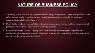 nature and importance of business policy and strategy